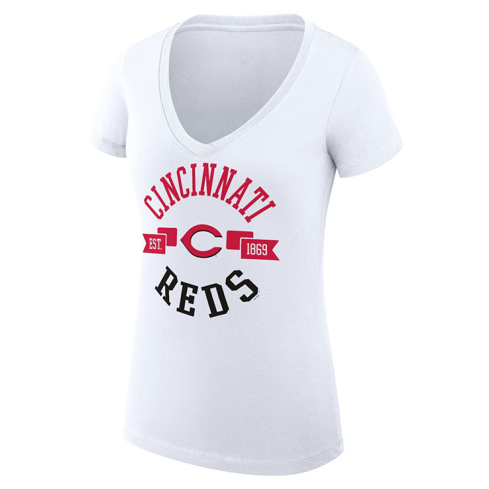Cincinnati Reds G-III 4Her by Carl Banks Women's Super-Slim Fit Lightweight City Graphic V-Neck T-Shirt - MLB