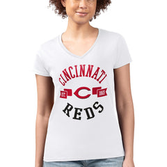 Cincinnati Reds G-III 4Her by Carl Banks Women's Super-Slim Fit Lightweight City Graphic V-Neck T-Shirt - MLB
