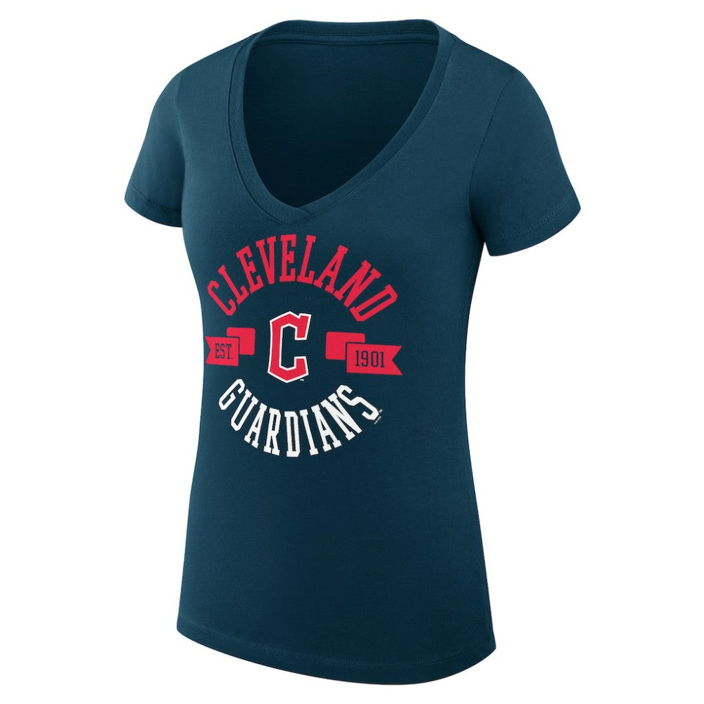 Cleveland Guardians G-III 4Her by Carl Banks Women's Super-Slim Fit Lightweight City Graphic V-Neck T-Shirt - MLB