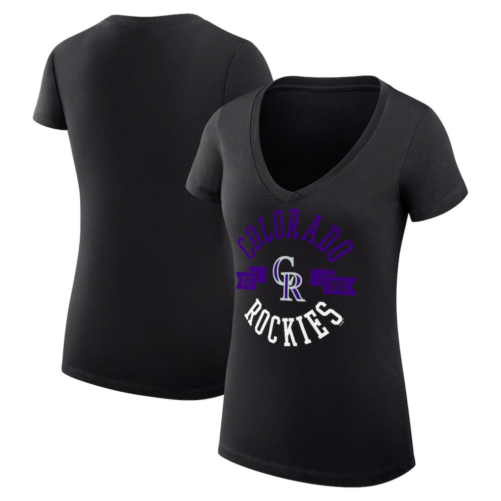 Colorado Rockies G-III 4Her by Carl Banks Women's Super-Slim Fit Lightweight City Graphic V-Neck T-Shirt - MLB