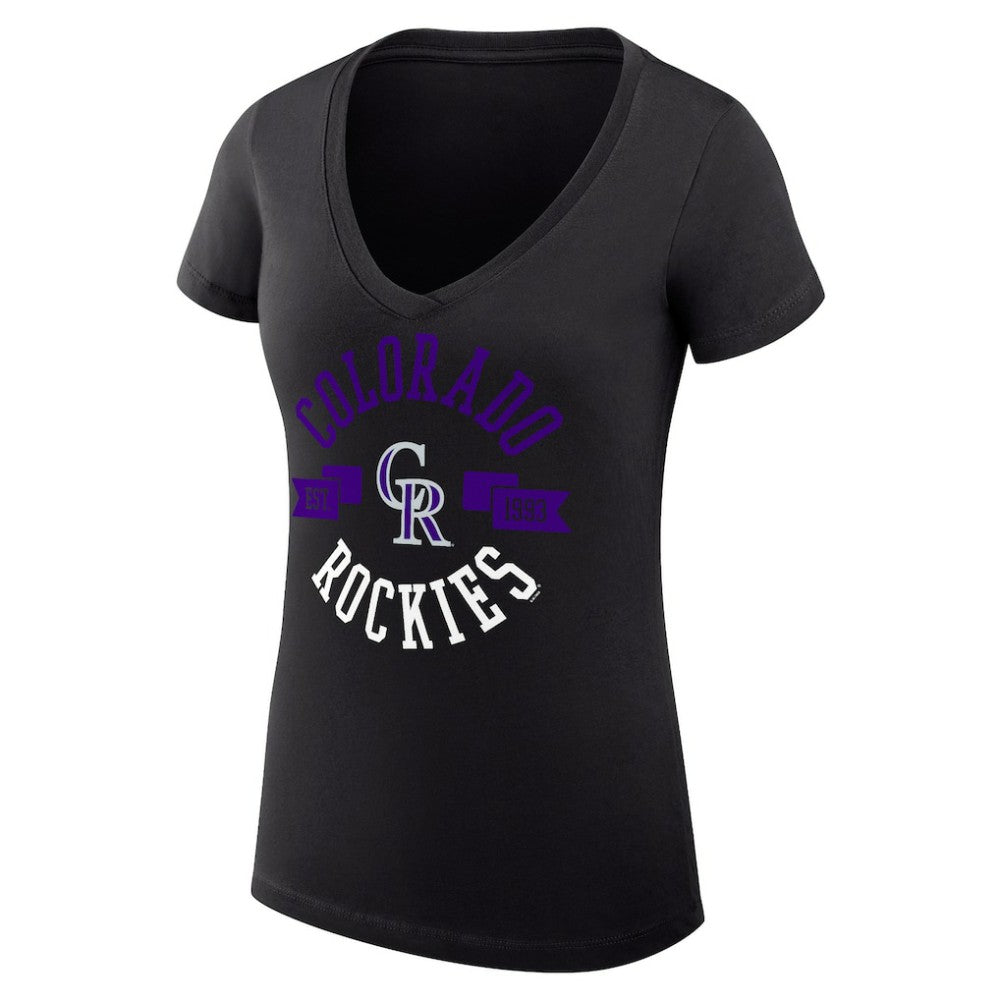 Colorado Rockies G-III 4Her by Carl Banks Women's Super-Slim Fit Lightweight City Graphic V-Neck T-Shirt - MLB