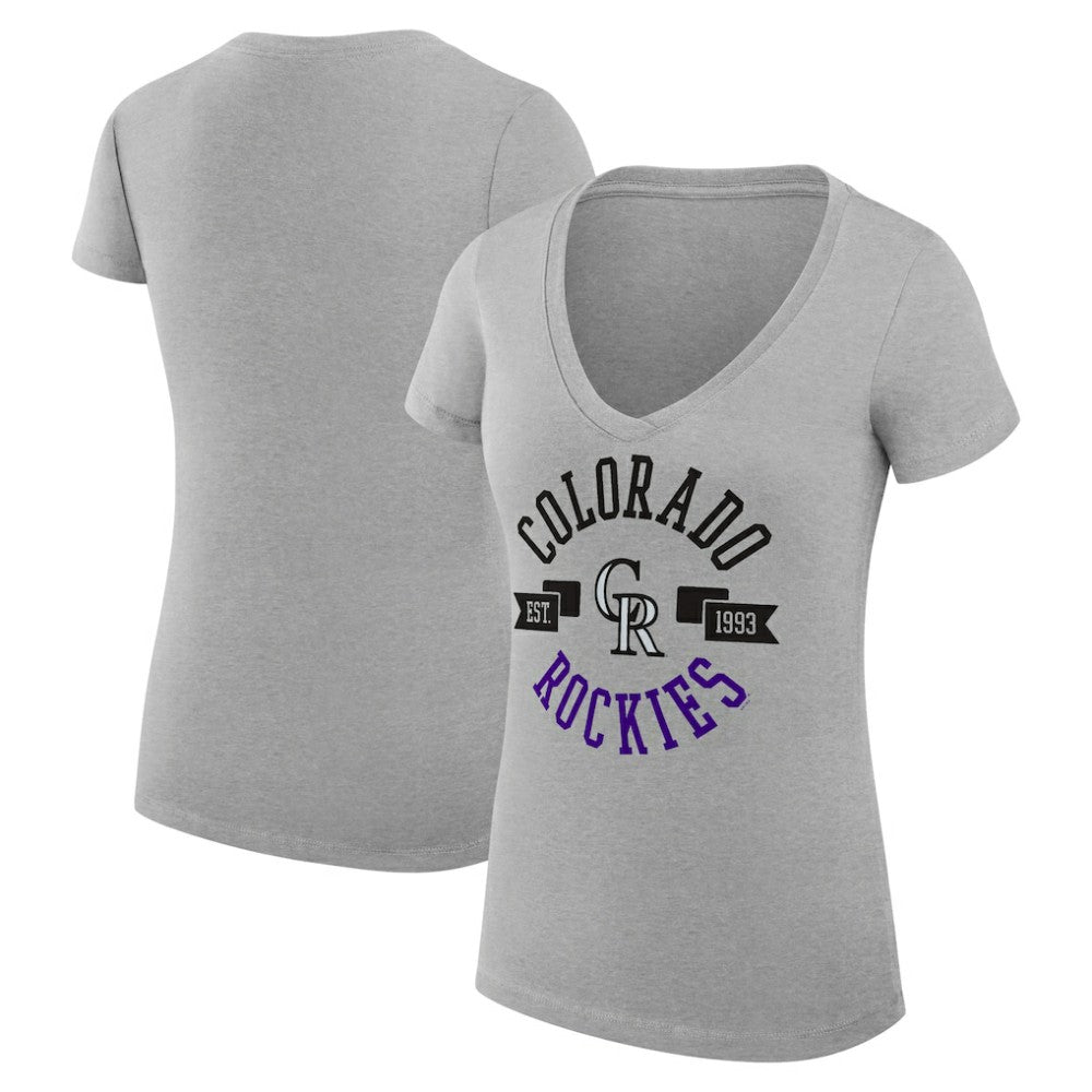 Colorado Rockies G-III 4Her by Carl Banks Women's Super-Slim Fit Lightweight City Graphic V-Neck T-Shirt - MLB