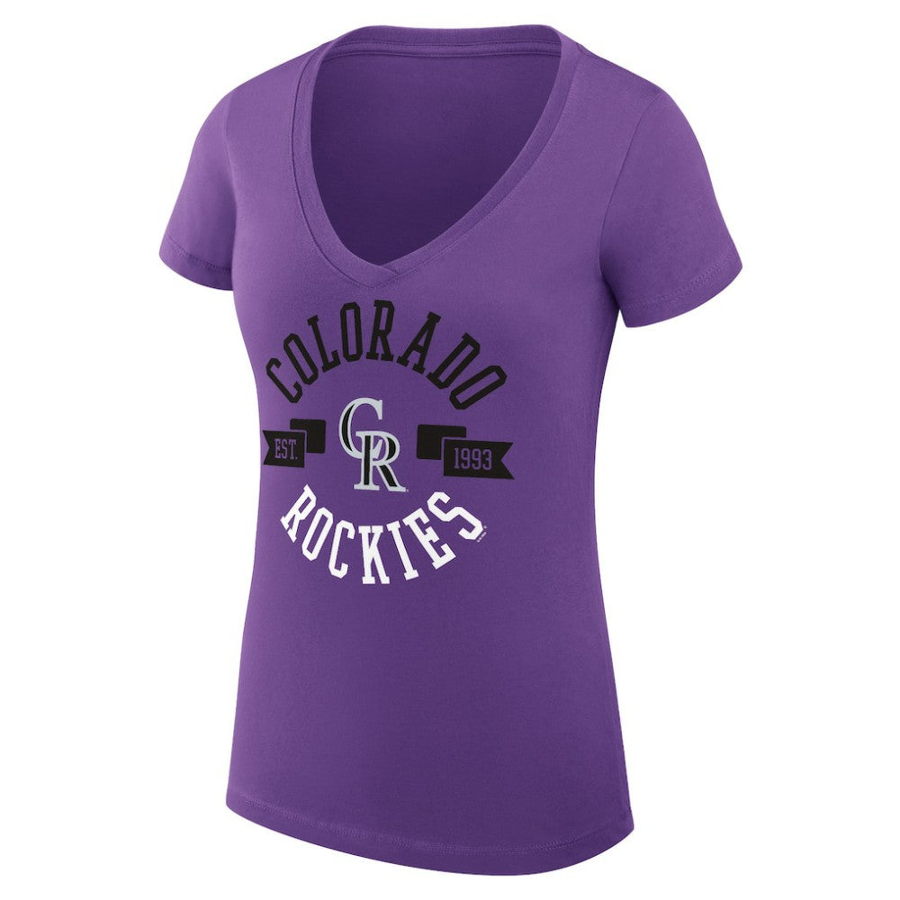 Colorado Rockies G-III 4Her by Carl Banks Women's Super-Slim Fit Lightweight City Graphic V-Neck T-Shirt - MLB