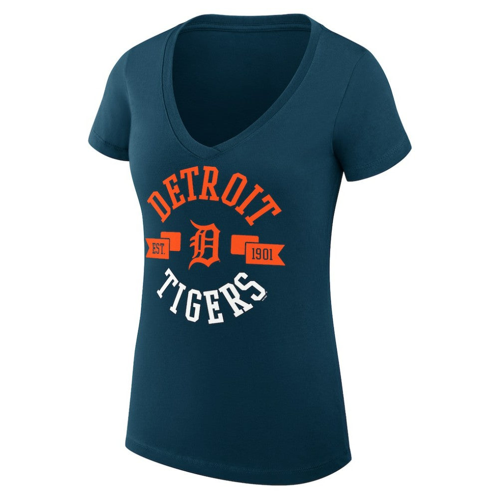Detroit Tigers G-III 4Her by Carl Banks Women's Super-Slim Fit Lightweight City Graphic V-Neck T-Shirt - MLB