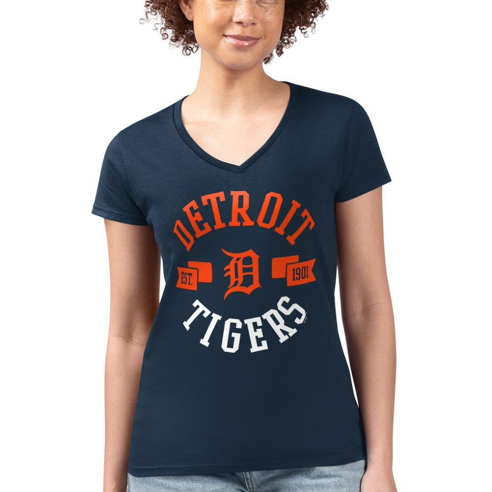 Detroit Tigers G-III 4Her by Carl Banks Women's Super-Slim Fit Lightweight City Graphic V-Neck T-Shirt - MLB