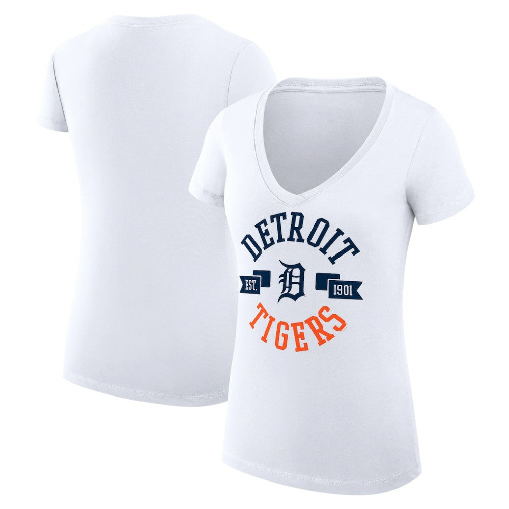 Detroit Tigers G-III 4Her by Carl Banks Women's Super-Slim Fit Lightweight City Graphic V-Neck T-Shirt - MLB