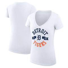 Detroit Tigers G-III 4Her by Carl Banks Women's Super-Slim Fit Lightweight City Graphic V-Neck T-Shirt - MLB
