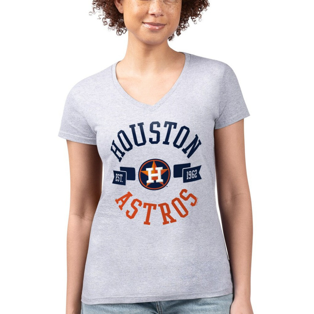 Houston Astros G-III 4Her by Carl Banks Women's Super-Slim Fit Lightweight City Graphic V-Neck T-Shirt - MLB