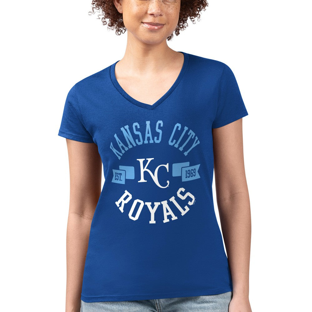 Kansas City Royals G-III 4Her by Carl Banks Women's Super-Slim Fit Lightweight City Graphic V-Neck T-Shirt - MLB