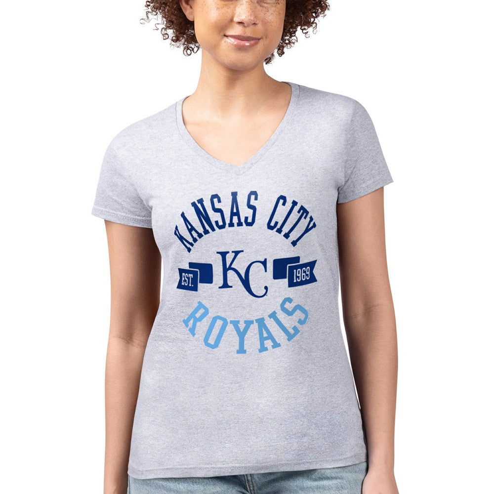 Kansas City Royals G-III 4Her by Carl Banks Women's Super-Slim Fit Lightweight City Graphic V-Neck T-Shirt - MLB