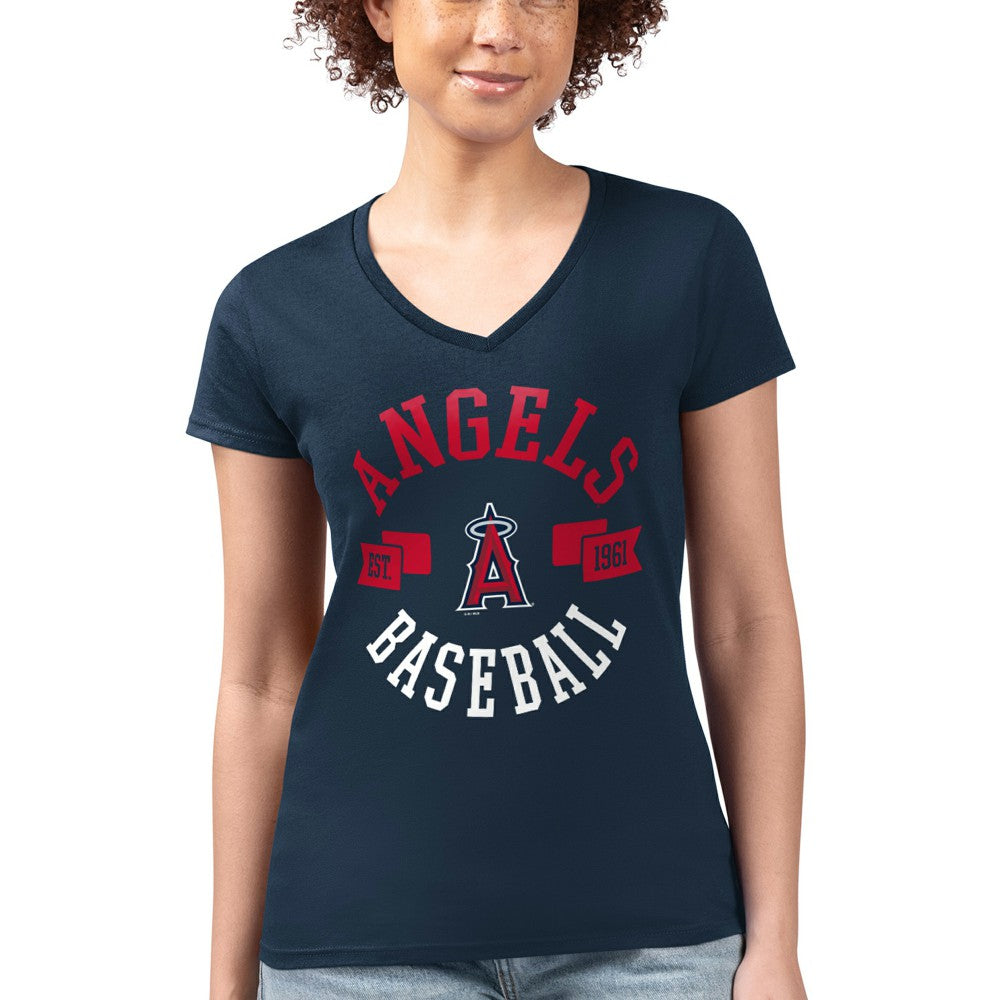 Los Angeles Angels G-III 4Her by Carl Banks Women's Super-Slim Fit Lightweight City Graphic V-Neck T-Shirt - MLB