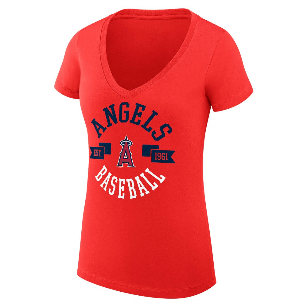 Los Angeles Angels G-III 4Her by Carl Banks Women's Super-Slim Fit Lightweight City Graphic V-Neck T-Shirt - MLB