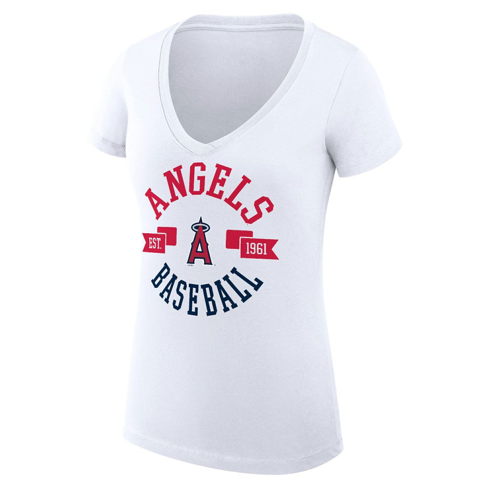 Los Angeles Angels G-III 4Her by Carl Banks Women's Super-Slim Fit Lightweight City Graphic V-Neck T-Shirt - MLB
