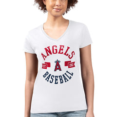 Los Angeles Angels G-III 4Her by Carl Banks Women's Super-Slim Fit Lightweight City Graphic V-Neck T-Shirt - MLB