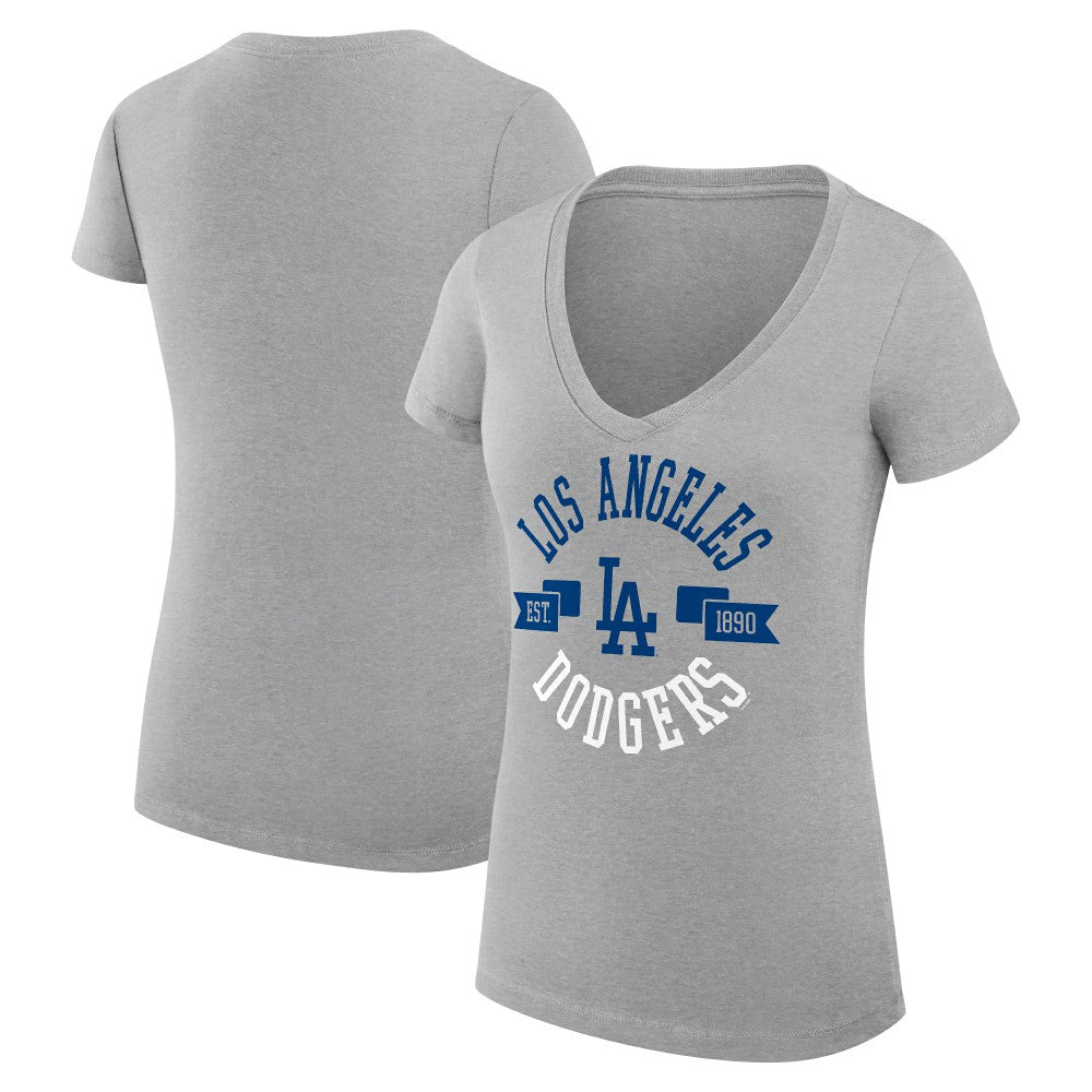Los Angeles Dodgers G-III 4Her by Carl Banks Women's Super-Slim Fit Lightweight City Graphic V-Neck T-Shirt - MLB