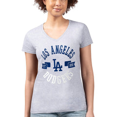 Los Angeles Dodgers G-III 4Her by Carl Banks Women's Super-Slim Fit Lightweight City Graphic V-Neck T-Shirt - MLB