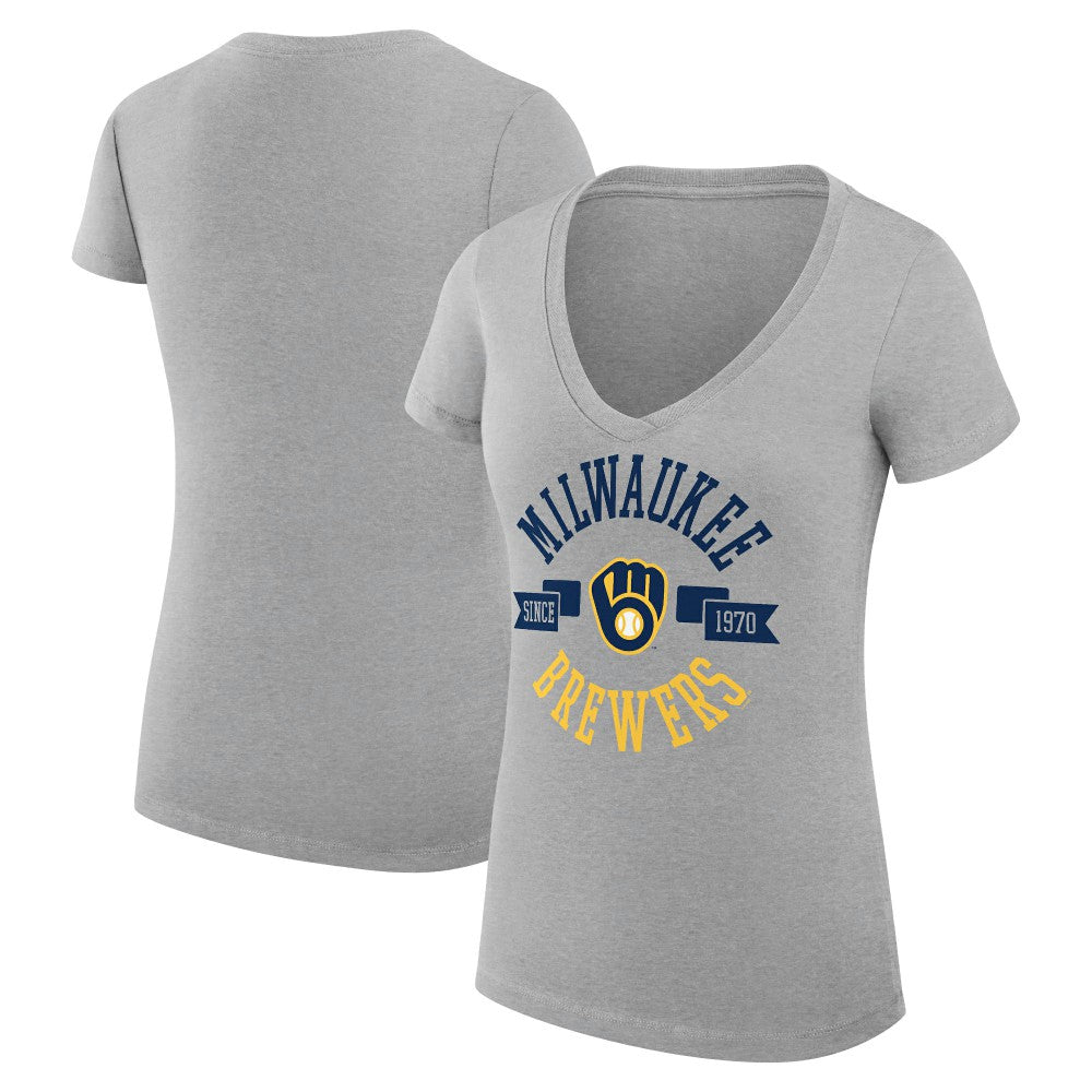 Milwaukee Brewers G-III 4Her by Carl Banks Women's Super-Slim Fit Lightweight City Graphic V-Neck T-Shirt - MLB
