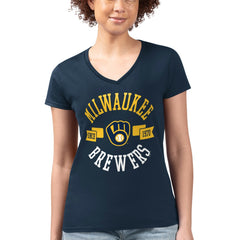 Milwaukee Brewers G-III 4Her by Carl Banks Women's Super-Slim Fit Lightweight City Graphic V-Neck T-Shirt - MLB