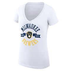 Milwaukee Brewers G-III 4Her by Carl Banks Women's Super-Slim Fit Lightweight City Graphic V-Neck T-Shirt - MLB