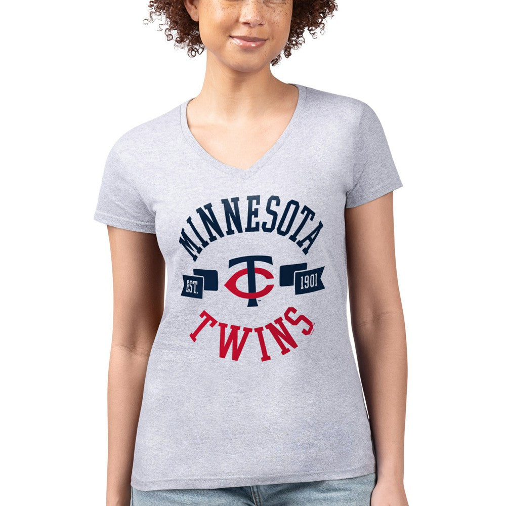 Minnesota Twins G-III 4Her by Carl Banks Women's Super-Slim Fit Lightweight City Graphic V-Neck T-Shirt - MLB