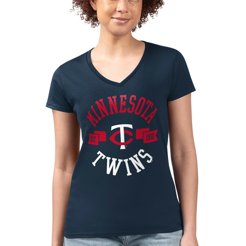 Minnesota Twins G-III 4Her by Carl Banks Women's Super-Slim Fit Lightweight City Graphic V-Neck T-Shirt - MLB