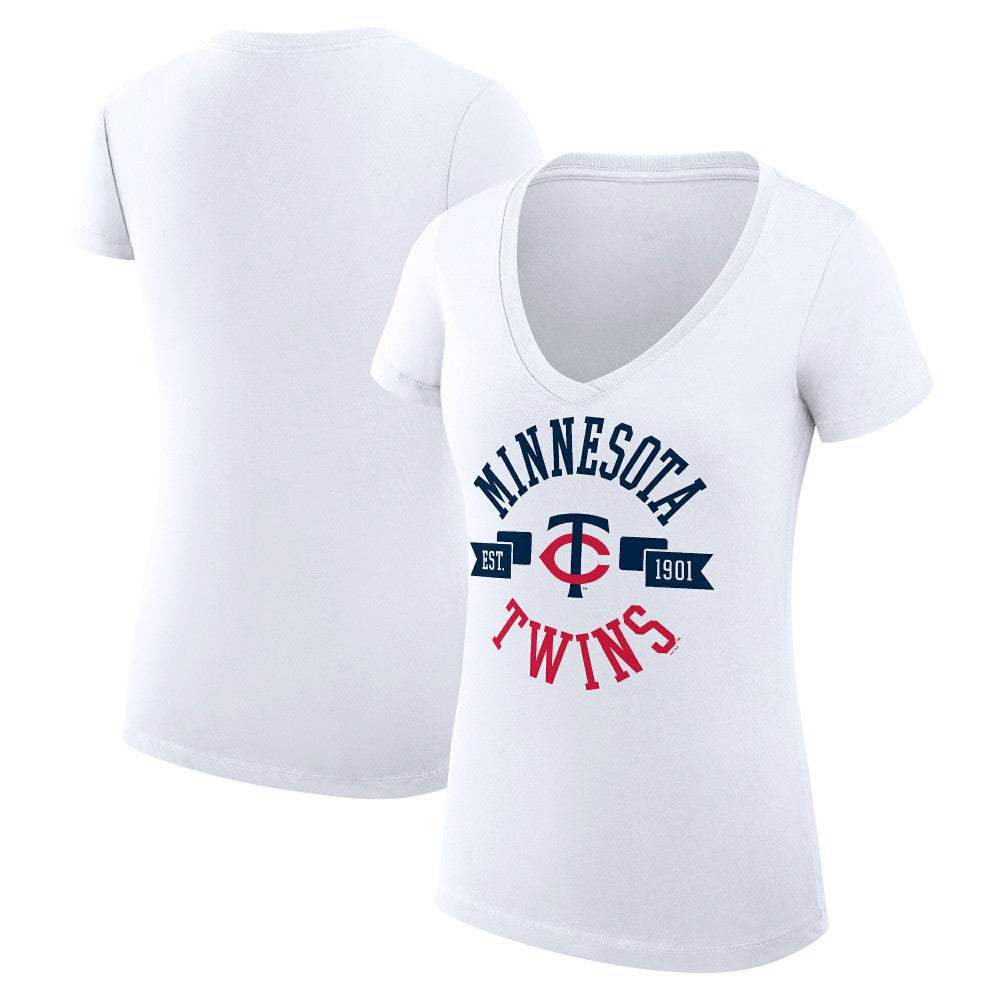 Minnesota Twins G-III 4Her by Carl Banks Women's Super-Slim Fit Lightweight City Graphic V-Neck T-Shirt - MLB
