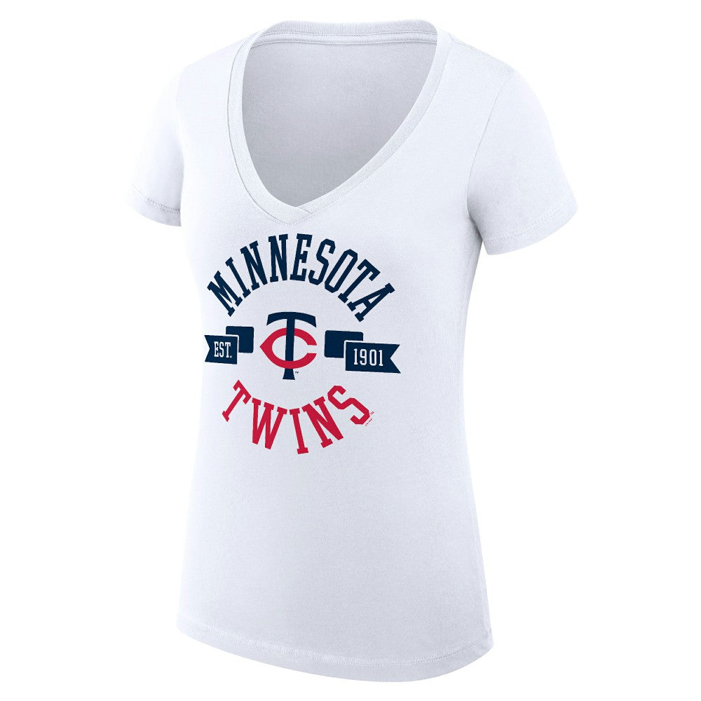Minnesota Twins G-III 4Her by Carl Banks Women's Super-Slim Fit Lightweight City Graphic V-Neck T-Shirt - MLB