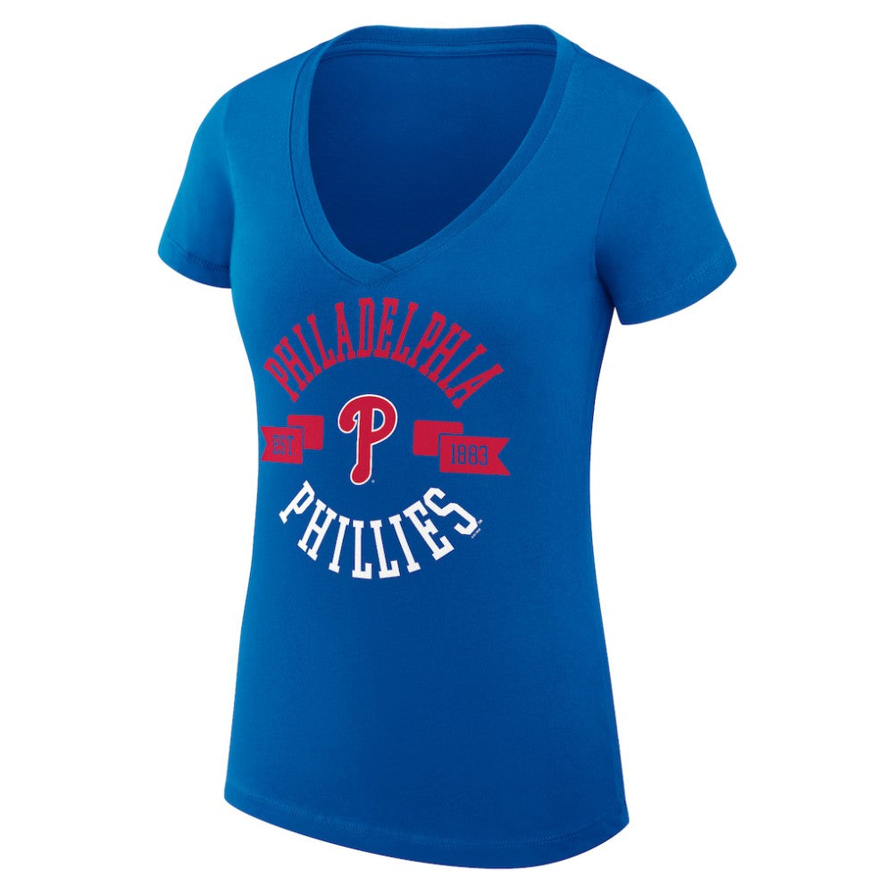 Philadelphia Phillies G-III 4Her by Carl Banks Women's Super-Slim Fit Lightweight City Graphic V-Neck T-Shirt - MLB