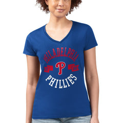 Philadelphia Phillies G-III 4Her by Carl Banks Women's Super-Slim Fit Lightweight City Graphic V-Neck T-Shirt - MLB