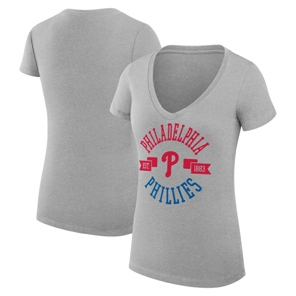 Philadelphia Phillies G-III 4Her by Carl Banks Women's Super-Slim Fit Lightweight City Graphic V-Neck T-Shirt - MLB