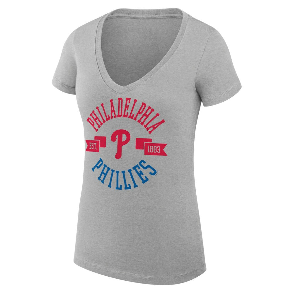 Philadelphia Phillies G-III 4Her by Carl Banks Women's Super-Slim Fit Lightweight City Graphic V-Neck T-Shirt - MLB