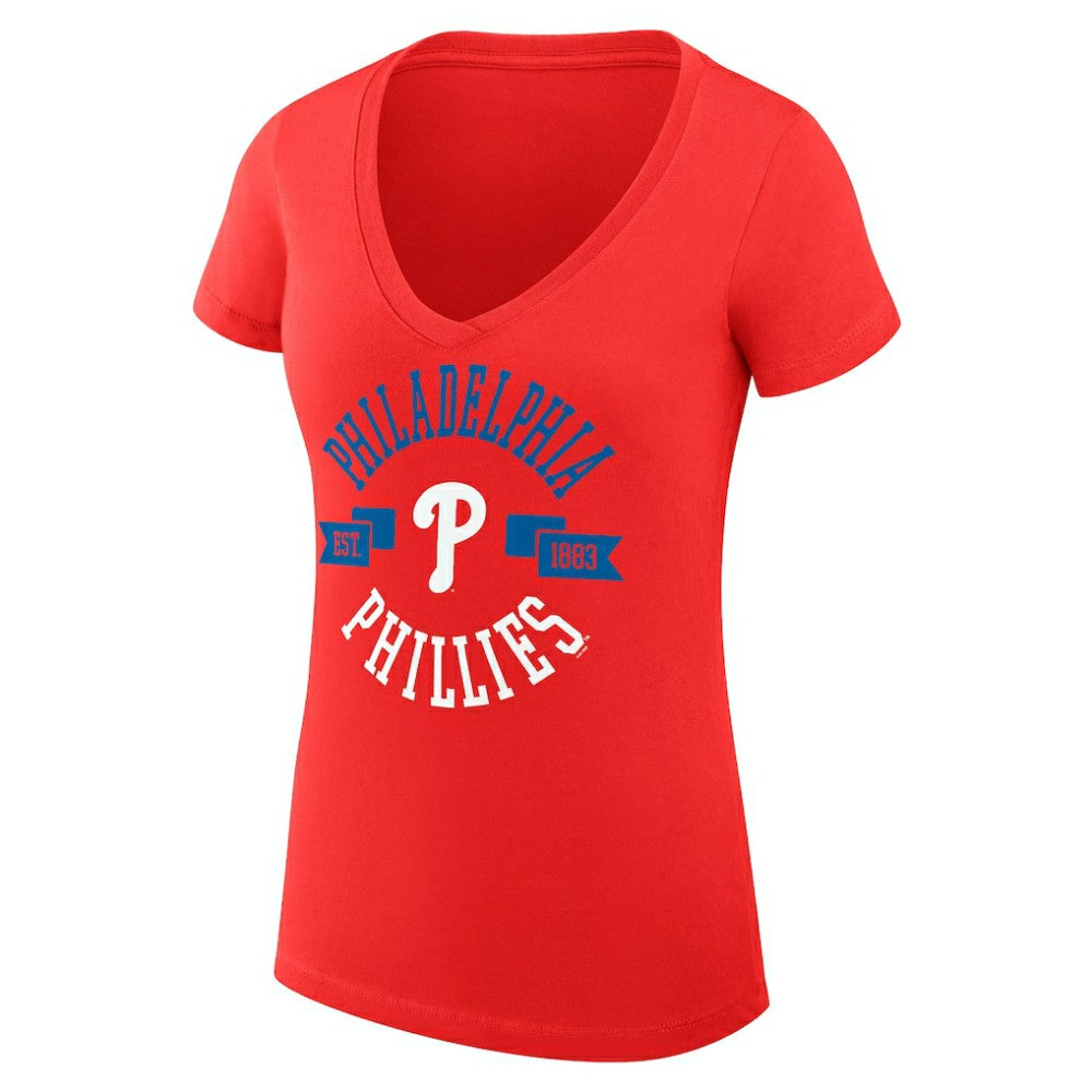 Philadelphia Phillies G-III 4Her by Carl Banks Women's Super-Slim Fit Lightweight City Graphic V-Neck T-Shirt - MLB