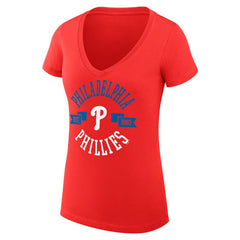 Philadelphia Phillies G-III 4Her by Carl Banks Women's Super-Slim Fit Lightweight City Graphic V-Neck T-Shirt - MLB