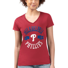 Philadelphia Phillies G-III 4Her by Carl Banks Women's Super-Slim Fit Lightweight City Graphic V-Neck T-Shirt - MLB
