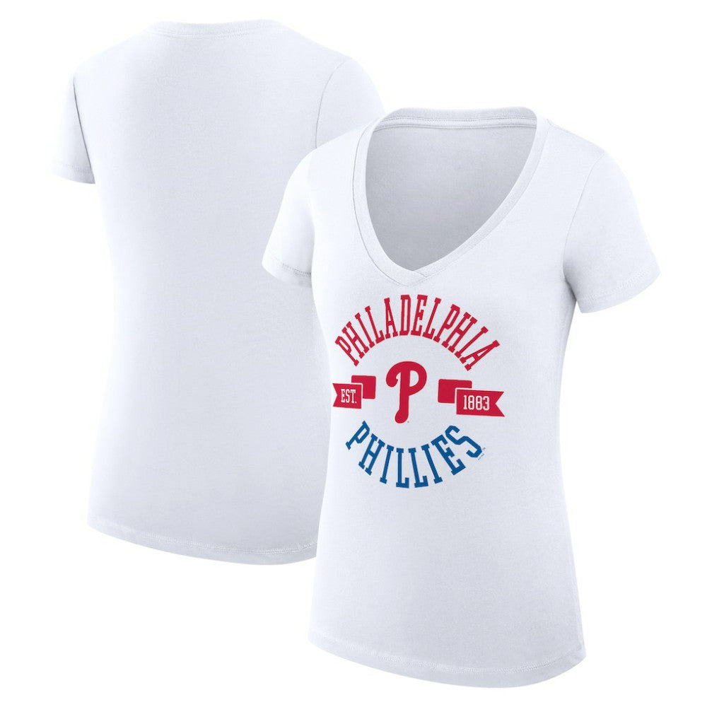 Philadelphia Phillies G-III 4Her by Carl Banks Women's Super-Slim Fit Lightweight City Graphic V-Neck T-Shirt - MLB