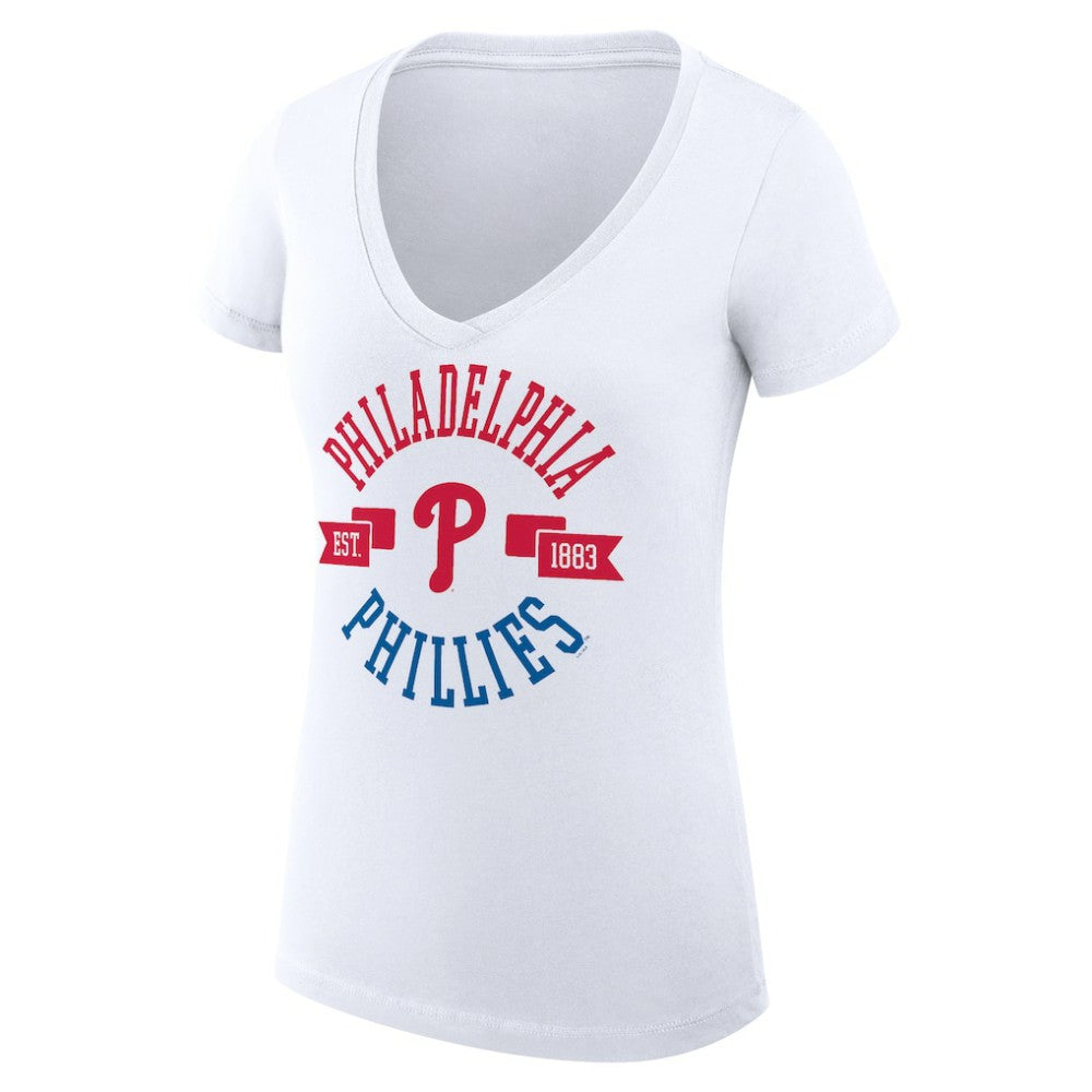 Philadelphia Phillies G-III 4Her by Carl Banks Women's Super-Slim Fit Lightweight City Graphic V-Neck T-Shirt - MLB