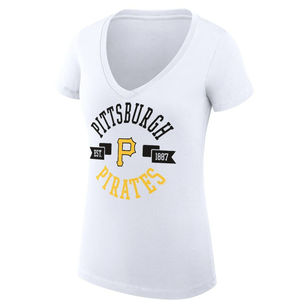 Pittsburgh Pirates G-III 4Her by Carl Banks Women's Super-Slim Fit Lightweight City Graphic V-Neck T-Shirt - MLB