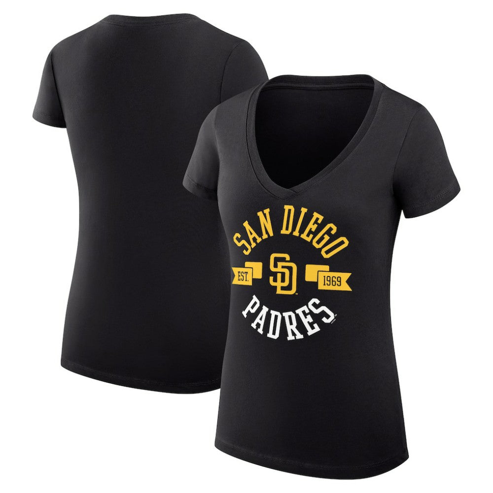 San Diego Padres G-III 4Her by Carl Banks Women's Super-Slim Fit Lightweight City Graphic V-Neck T-Shirt - MLB