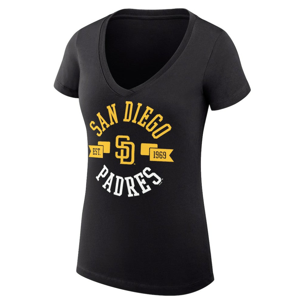 San Diego Padres G-III 4Her by Carl Banks Women's Super-Slim Fit Lightweight City Graphic V-Neck T-Shirt - MLB