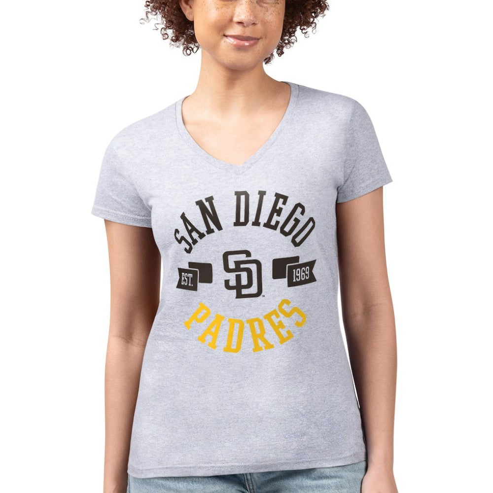 San Diego Padres G-III 4Her by Carl Banks Women's Super-Slim Fit Lightweight City Graphic V-Neck T-Shirt - MLB