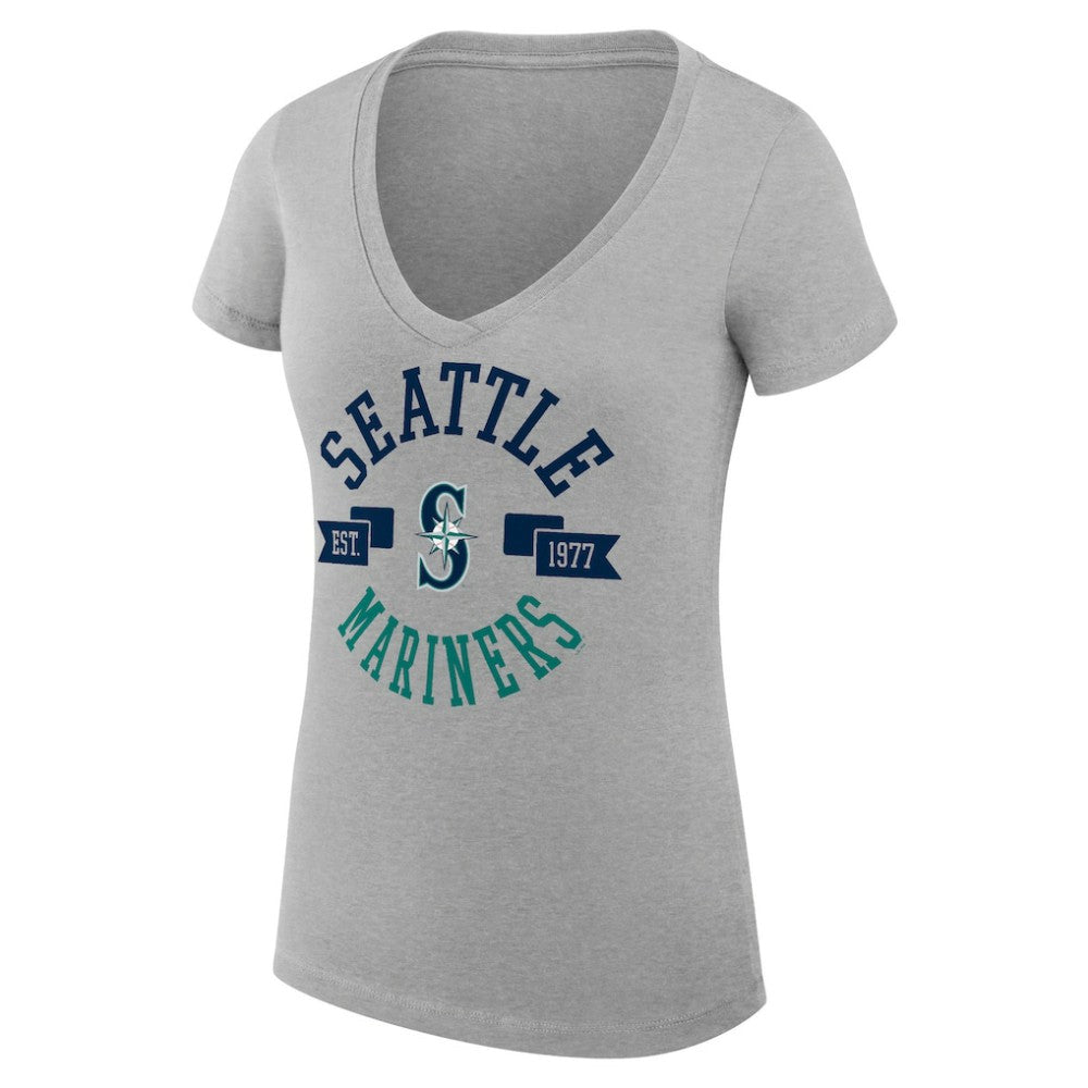 Seattle Mariners G-III 4Her by Carl Banks Women's Super-Slim Fit Lightweight City Graphic V-Neck T-Shirt - MLB