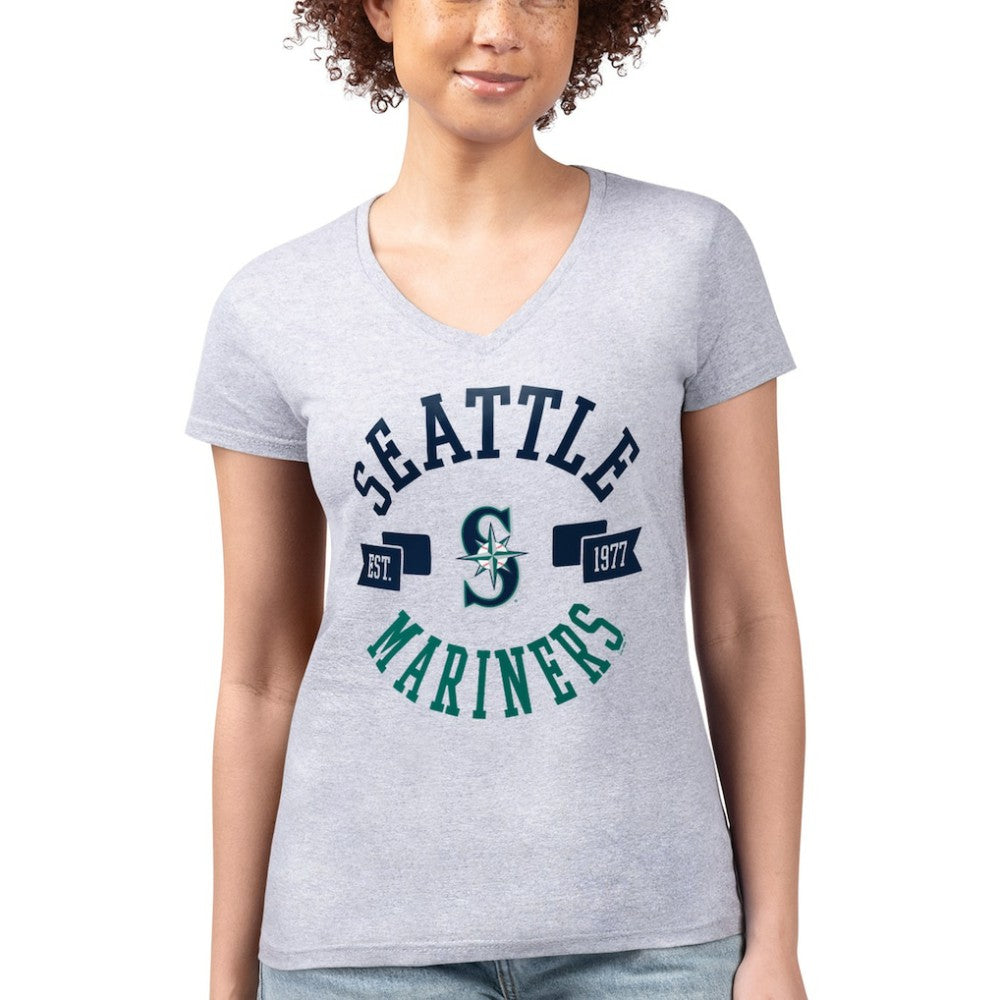 Seattle Mariners G-III 4Her by Carl Banks Women's Super-Slim Fit Lightweight City Graphic V-Neck T-Shirt - MLB
