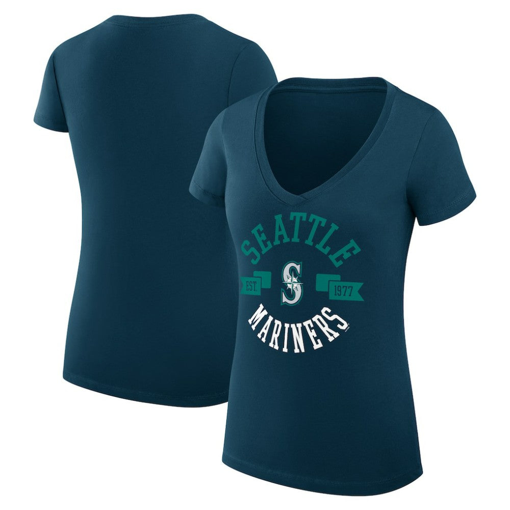 Seattle Mariners G-III 4Her by Carl Banks Women's Super-Slim Fit Lightweight City Graphic V-Neck T-Shirt - MLB