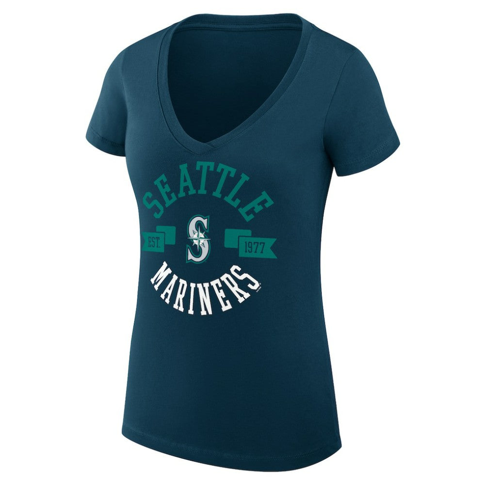 Seattle Mariners G-III 4Her by Carl Banks Women's Super-Slim Fit Lightweight City Graphic V-Neck T-Shirt - MLB