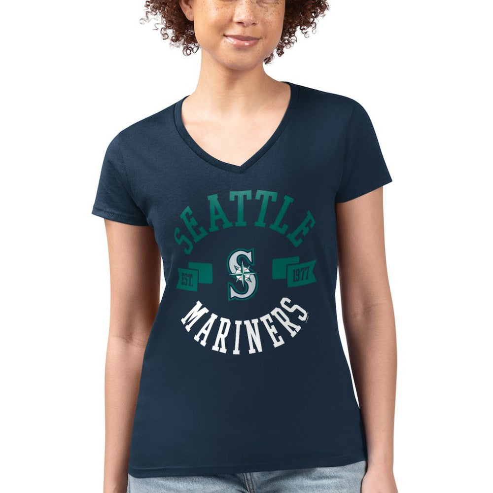 Seattle Mariners G-III 4Her by Carl Banks Women's Super-Slim Fit Lightweight City Graphic V-Neck T-Shirt - MLB