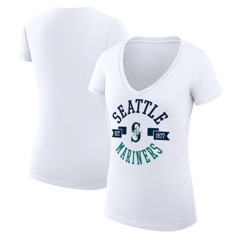 Seattle Mariners G-III 4Her by Carl Banks Women's Super-Slim Fit Lightweight City Graphic V-Neck T-Shirt - MLB