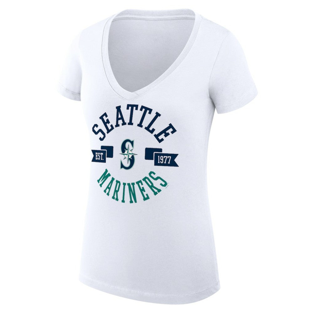 Seattle Mariners G-III 4Her by Carl Banks Women's Super-Slim Fit Lightweight City Graphic V-Neck T-Shirt - MLB