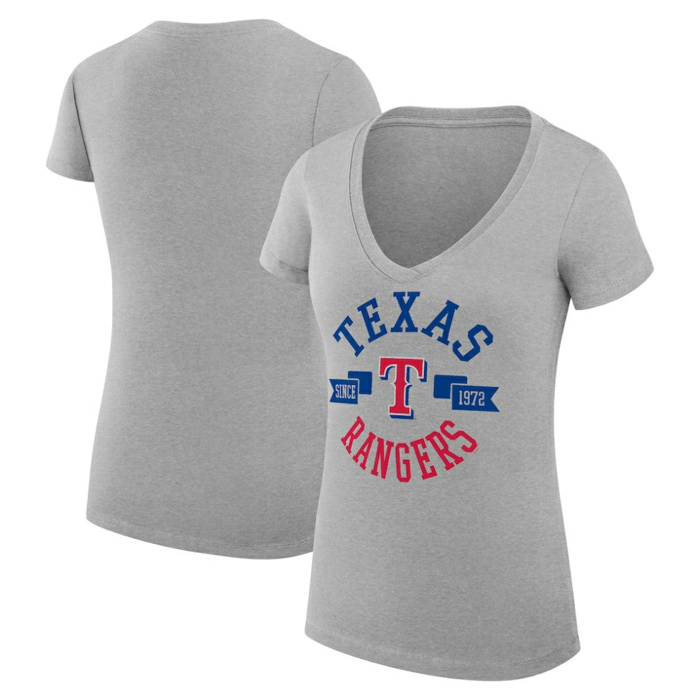 Texas Rangers G-III 4Her by Carl Banks Women's Super-Slim Fit Lightweight City Graphic V-Neck T-Shirt - MLB