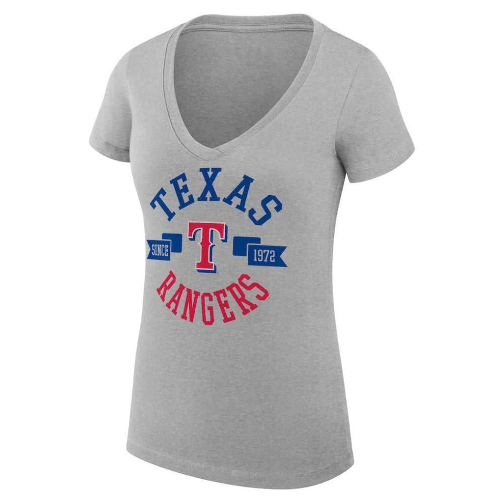 Texas Rangers G-III 4Her by Carl Banks Women's Super-Slim Fit Lightweight City Graphic V-Neck T-Shirt - MLB