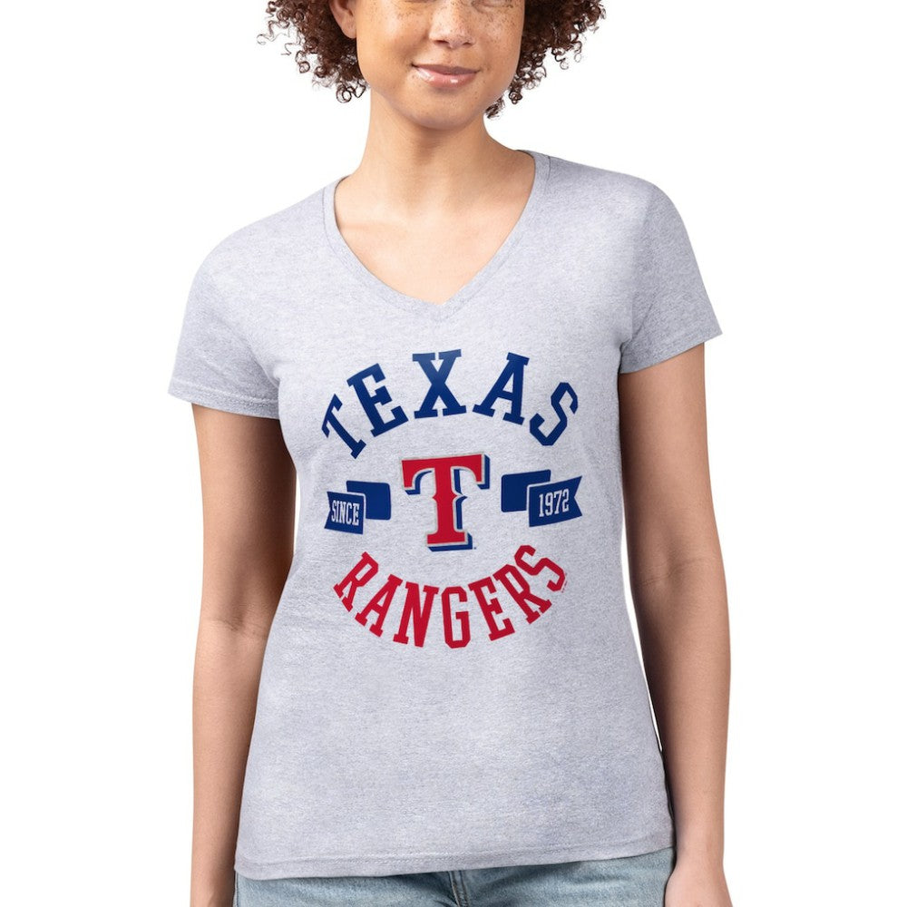 Texas Rangers G-III 4Her by Carl Banks Women's Super-Slim Fit Lightweight City Graphic V-Neck T-Shirt - MLB